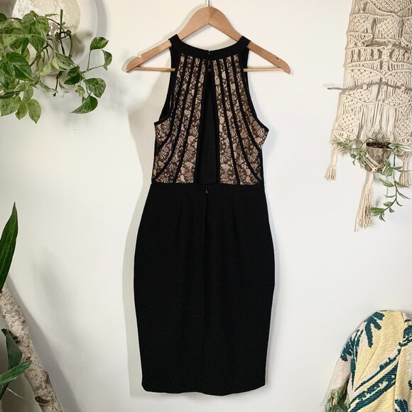 Adelyn Rae Cutout Lace Halter Cocktail Black Mini Date Night Dress Siren Wedding - Picture 2 of 14